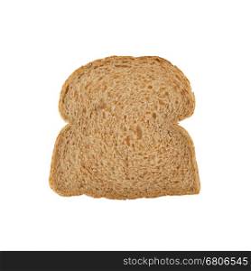 Slice of brown bread isolated on white