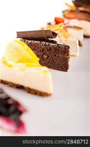 Slice of cake selection delicious tart choice sweet baked pastry