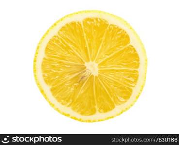Slice of fresh lemon isolated on white background