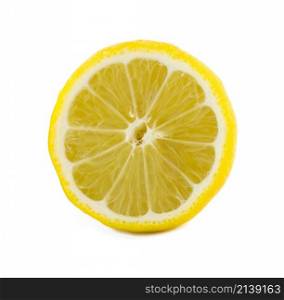 Slice of fresh lemon isolated on white background. Slice of fresh lemon isolated