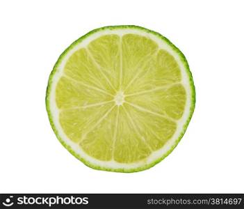 slice of fresh lime on white background