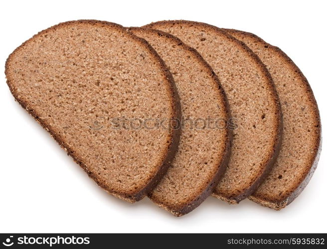 Slice of fresh rye bread isolated on white background cutout