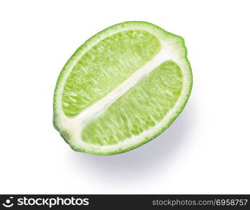 Slice of lime isolated on white background with clipping path. Slice of lime isolated