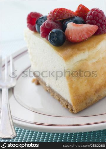 Slice Of New York Cheesecake On A Plate