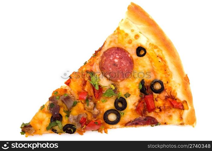slice of pizza isolated on the white