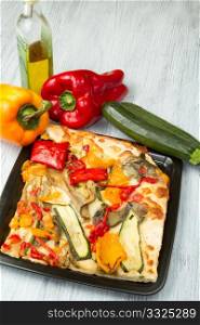 slice of pizza with fresh vegetables