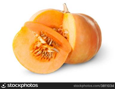 Slice Of Pumpkin Behind Around Isolated On White Background