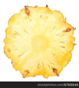 slice of ripe pineapple isolated on white background