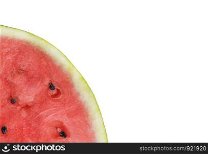 Slice of watermelon isolated on white background. quarter piece of watermelon with copy space.. Slice of watermelon isolated on white background.