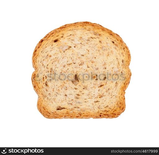 Slice of wholemeal toast isolated on a white background