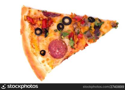 slice pizza isolated on the white