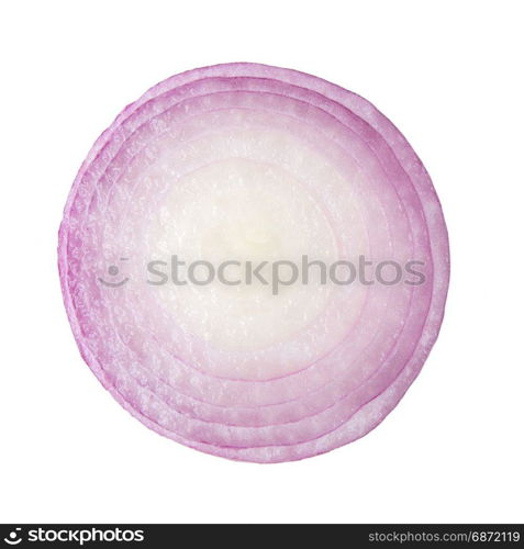 slice red onion isolated on white