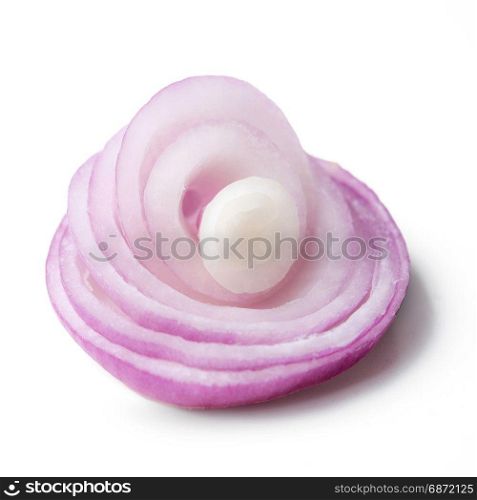 slice red onion isolated on white