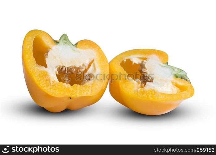 slice yellow Bell Pepper isolated on white background