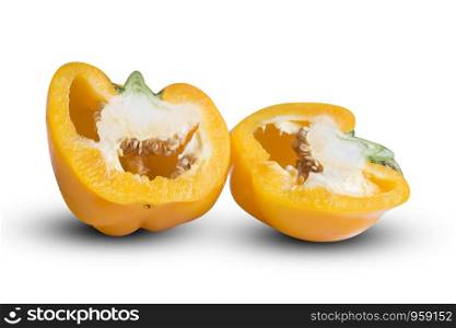 slice yellow Bell Pepper isolated on white background
