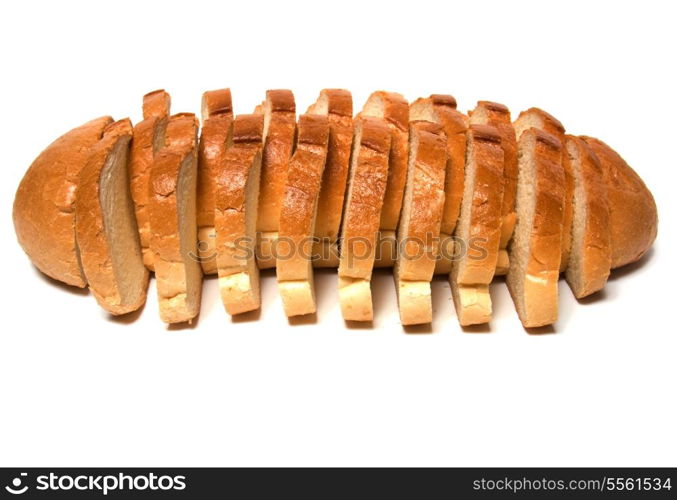 sliced baguette isolated on white