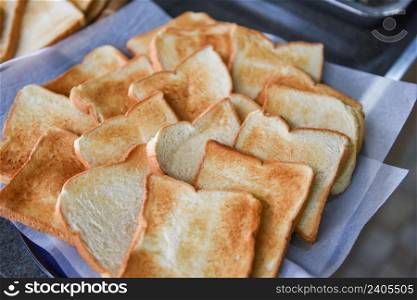 sliced bread on on a tray ready to serve, toast bread for breakfast