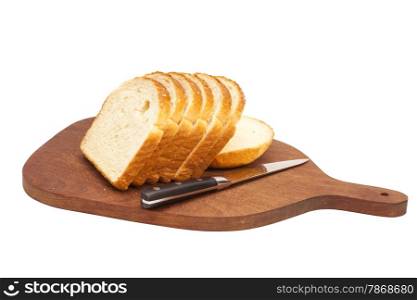 sliced bread on the wooden desk with knife