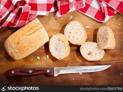 sliced bread on wooden board