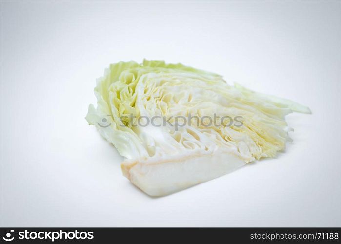 sliced cabbage on white background
