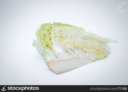 sliced cabbage on white background