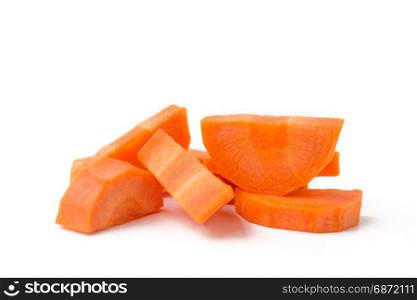sliced carrots on white background