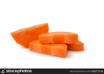 sliced carrots on white background