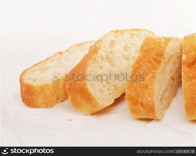 Sliced Ciabatta Bread. fresh sliced ciabatta bread lying on table