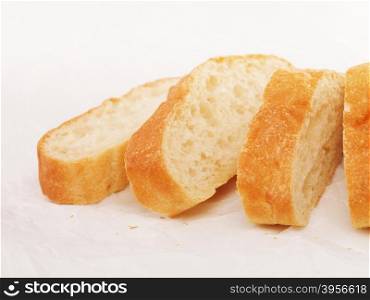 Sliced Ciabatta Bread. fresh sliced ciabatta bread lying on table