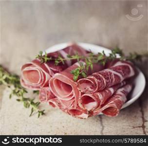 Sliced Cold Cuts on a Plate