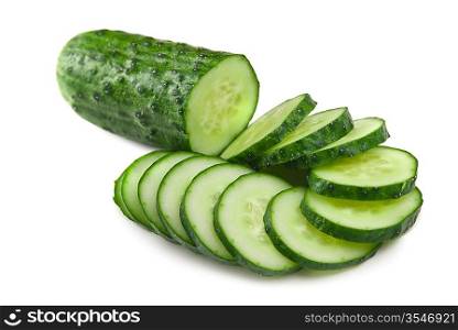 sliced cucumber isolated on white background