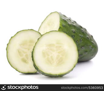 Sliced cucumber vegetable isolated on white background cutout