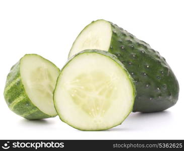 Sliced cucumber vegetable isolated on white background cutout