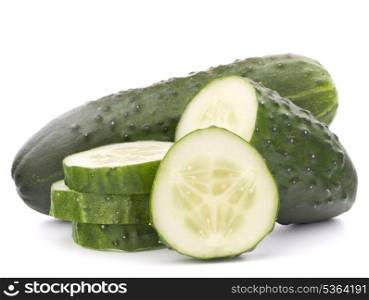 Sliced cucumber vegetable isolated on white background cutout