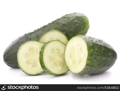 Sliced cucumber vegetable isolated on white background cutout
