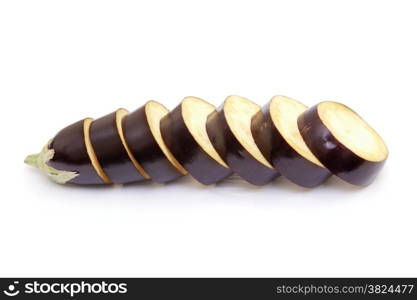 Sliced eggplant on white background