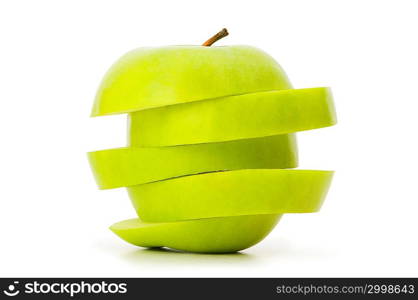 Sliced green apple isolated on white