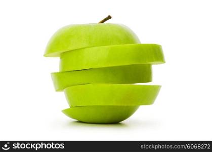 Sliced green apple isolated on white