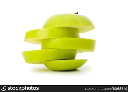Sliced green apple isolated on white