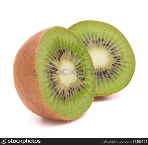 Sliced kiwi fruit half isolated on white background cutout