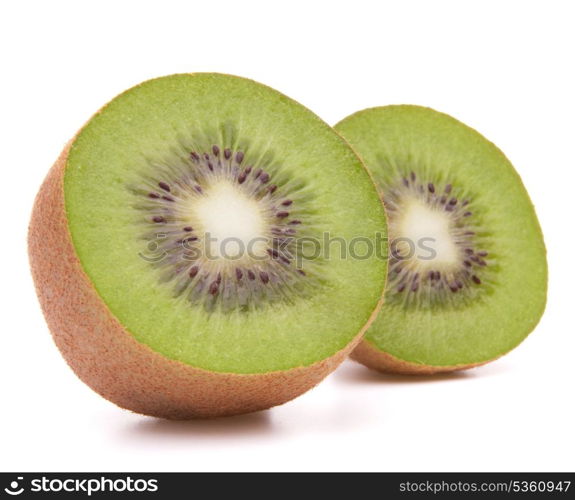 Sliced kiwi fruit half isolated on white background cutout