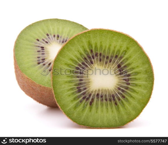 Sliced kiwi fruit half isolated on white background cutout