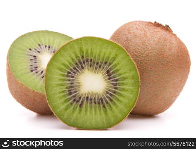 Sliced kiwi fruit half isolated on white background cutout