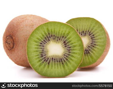 Sliced kiwi fruit half isolated on white background cutout