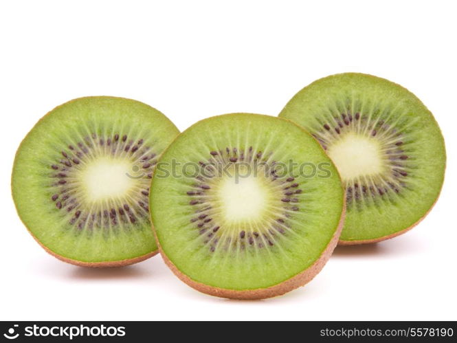 Sliced kiwi fruit half isolated on white background cutout