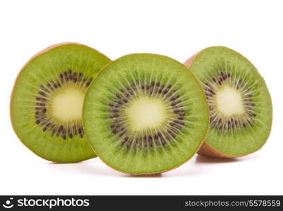 Sliced kiwi fruit half isolated on white background cutout