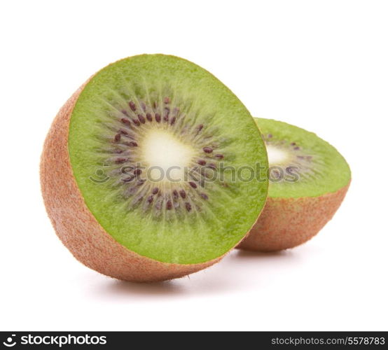 Sliced kiwi fruit half isolated on white background cutout