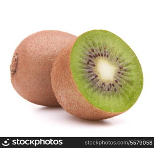 Sliced kiwi fruit half isolated on white background cutout