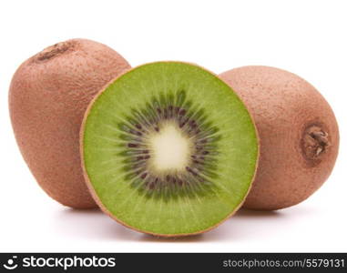 Sliced kiwi fruit half isolated on white background cutout