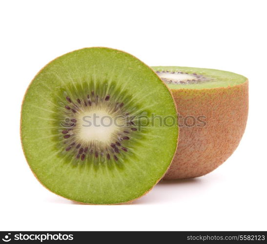 Sliced kiwi fruit half isolated on white background cutout